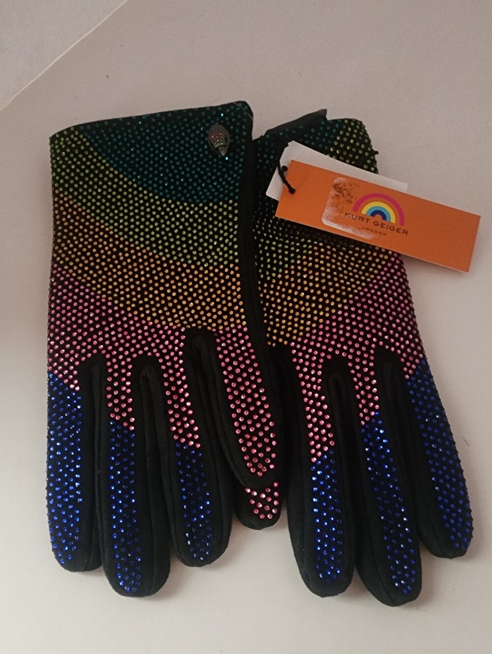Kurt Geiger Rhinestone Gloves NWT FLAWED